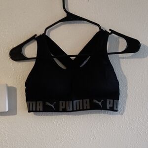 PUMA Black Sports Bra with Logo Band